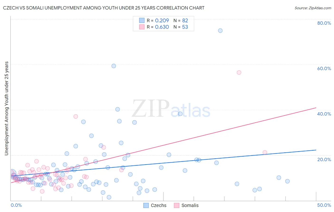 Czech vs Somali Unemployment Among Youth under 25 years