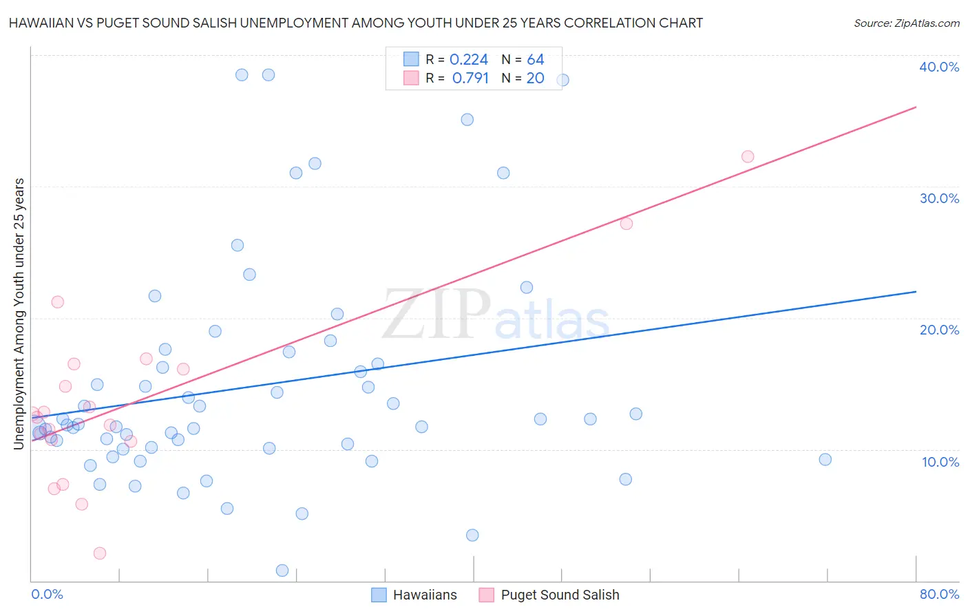 Hawaiian vs Puget Sound Salish Unemployment Among Youth under 25 years