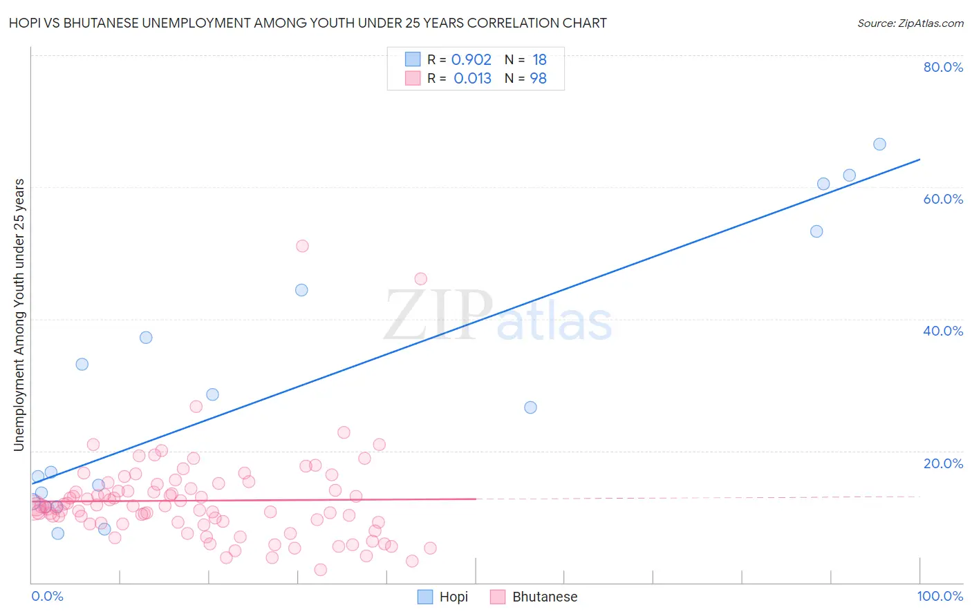 Hopi vs Bhutanese Unemployment Among Youth under 25 years