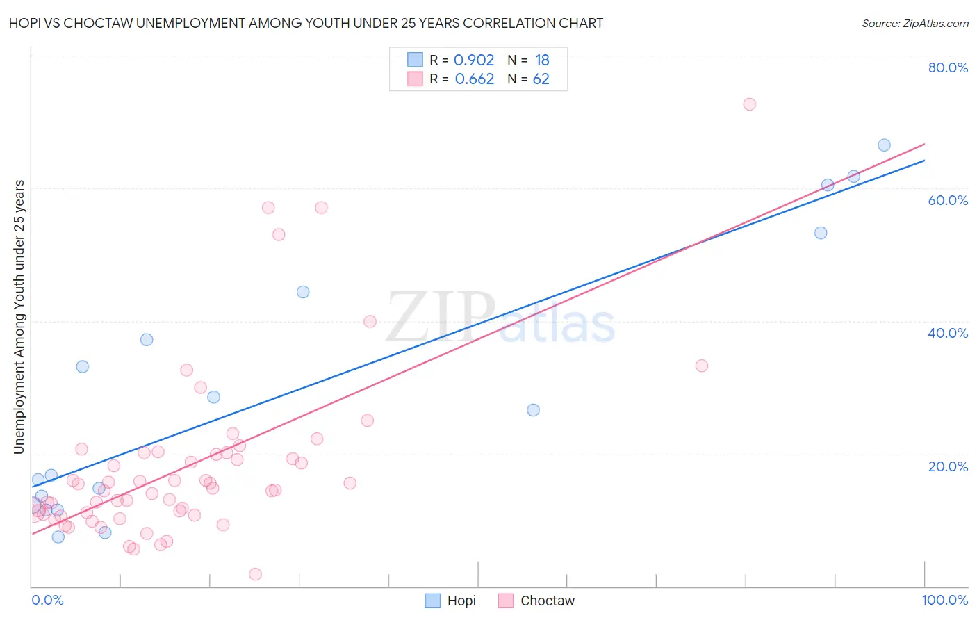 Hopi vs Choctaw Unemployment Among Youth under 25 years