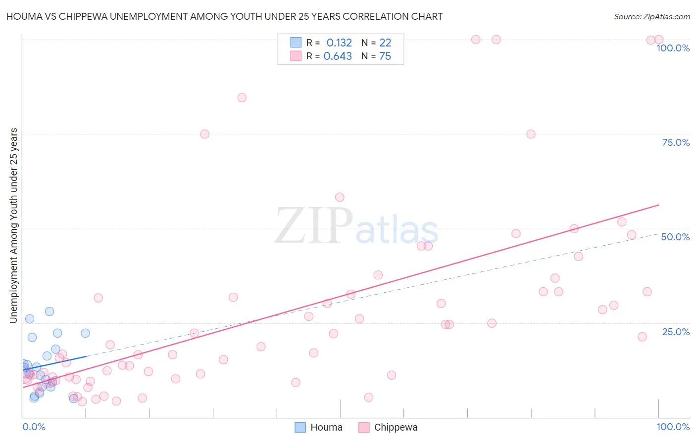 Houma vs Chippewa Unemployment Among Youth under 25 years