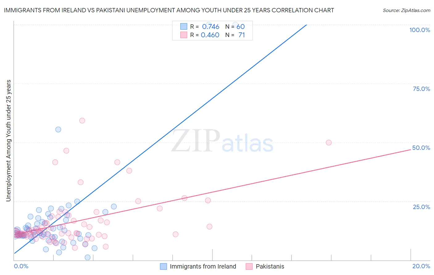Immigrants from Ireland vs Pakistani Unemployment Among Youth under 25 years