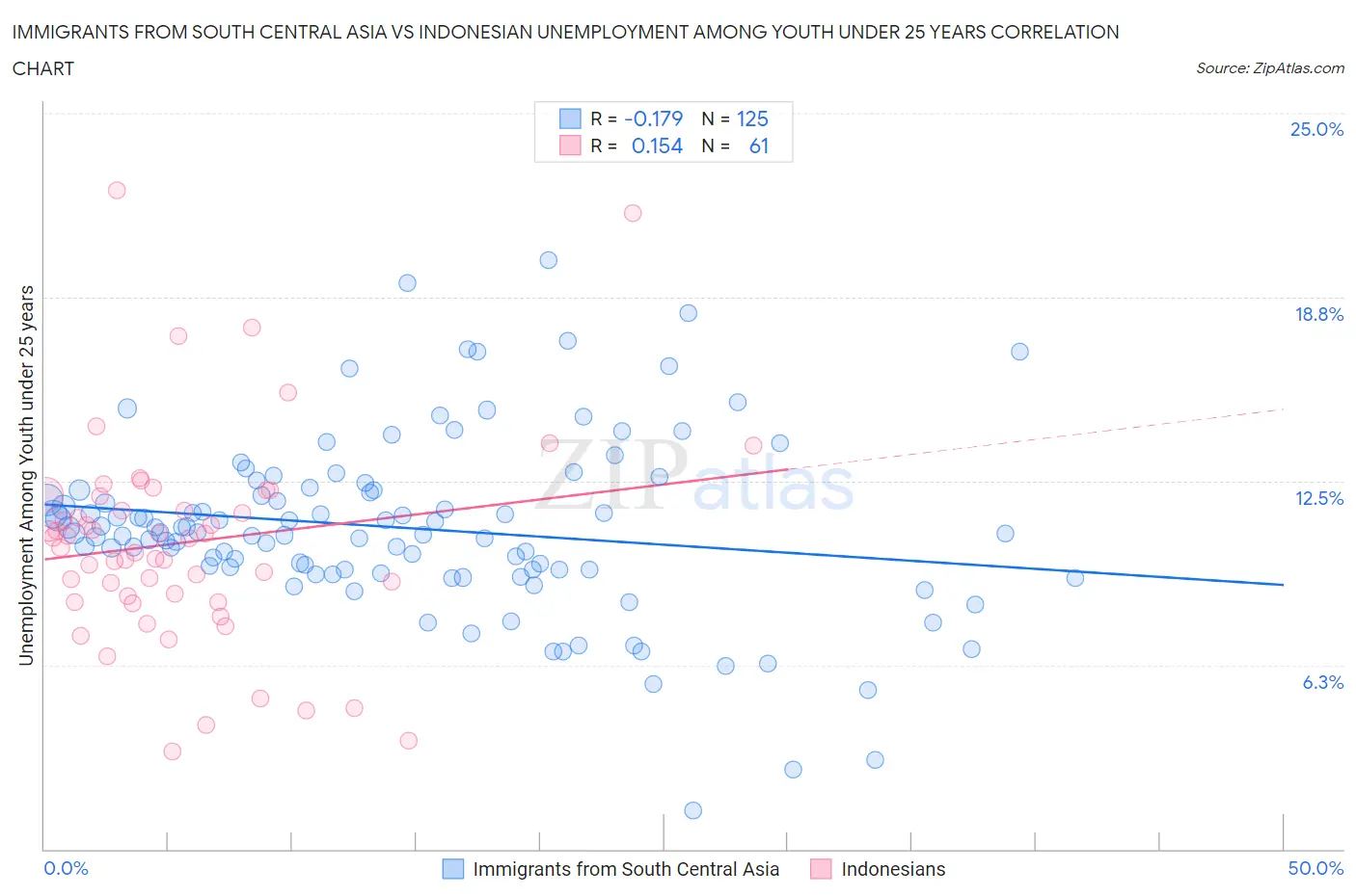 Immigrants from South Central Asia vs Indonesian Unemployment Among Youth under 25 years