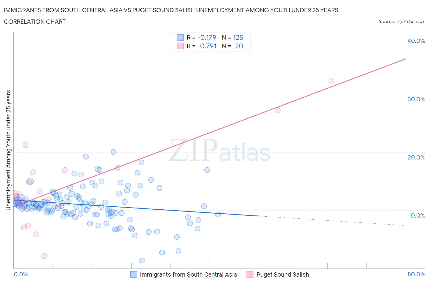 Immigrants from South Central Asia vs Puget Sound Salish Unemployment Among Youth under 25 years