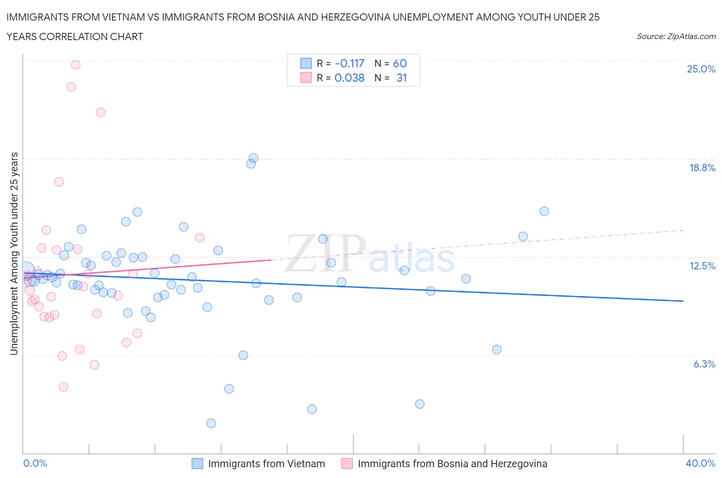 Immigrants from Vietnam vs Immigrants from Bosnia and Herzegovina Unemployment Among Youth under 25 years