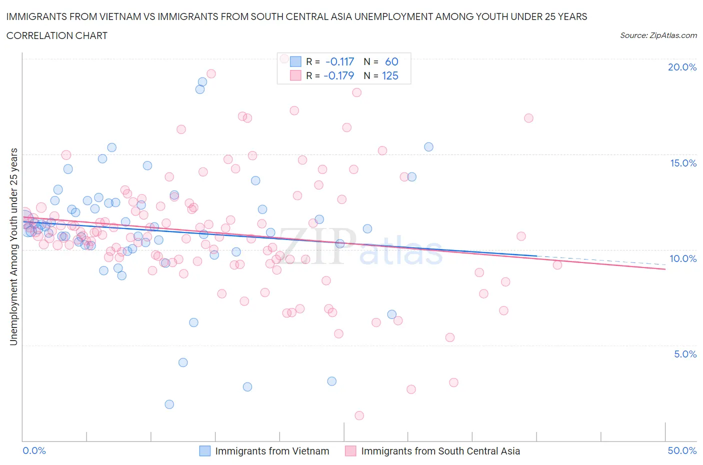 Immigrants from Vietnam vs Immigrants from South Central Asia Unemployment Among Youth under 25 years