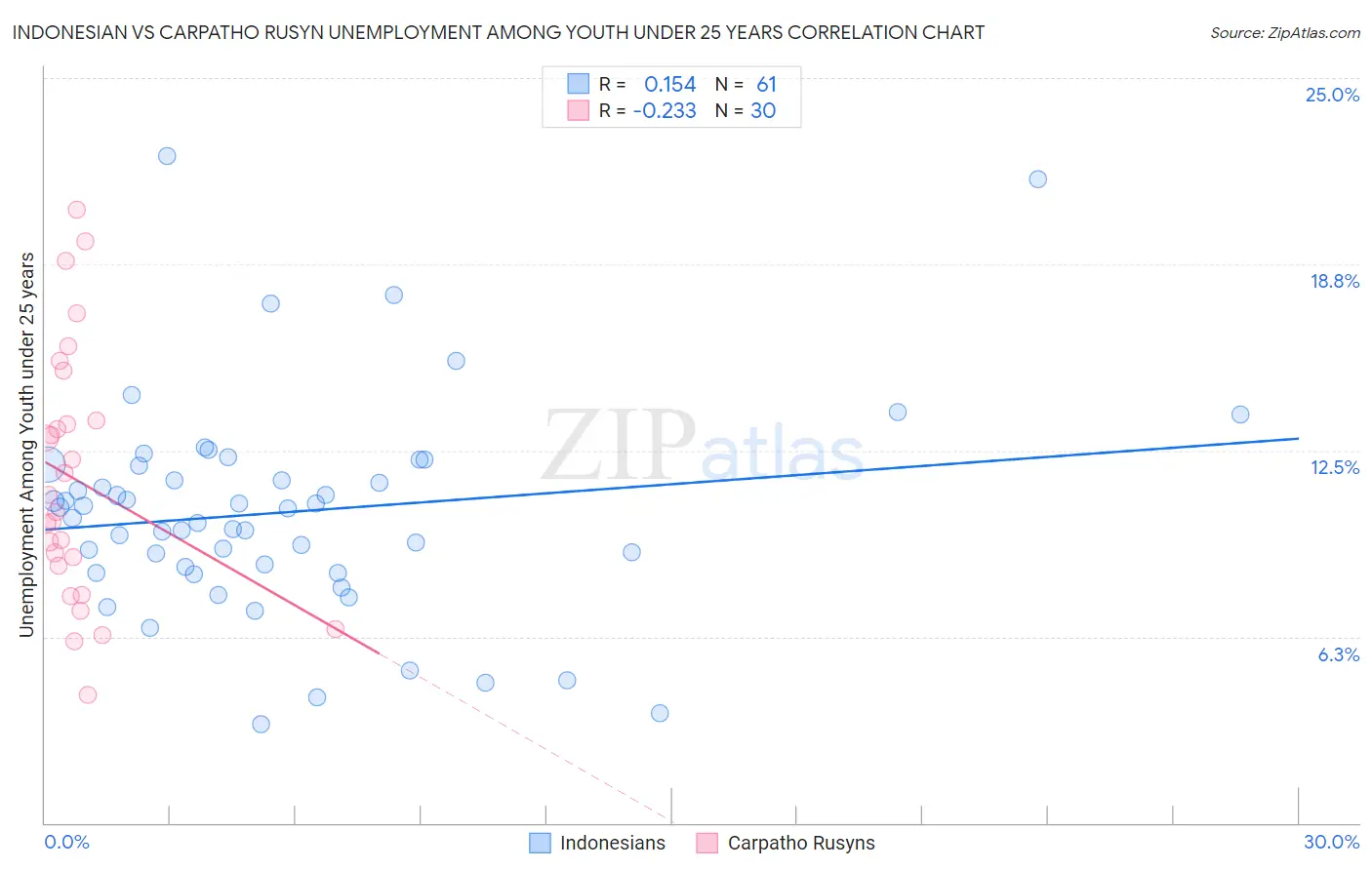 Indonesian vs Carpatho Rusyn Unemployment Among Youth under 25 years