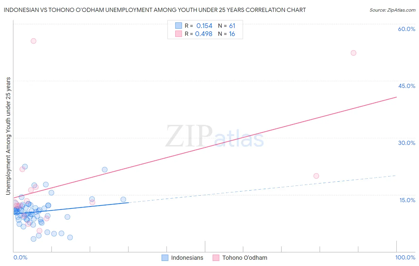 Indonesian vs Tohono O'odham Unemployment Among Youth under 25 years