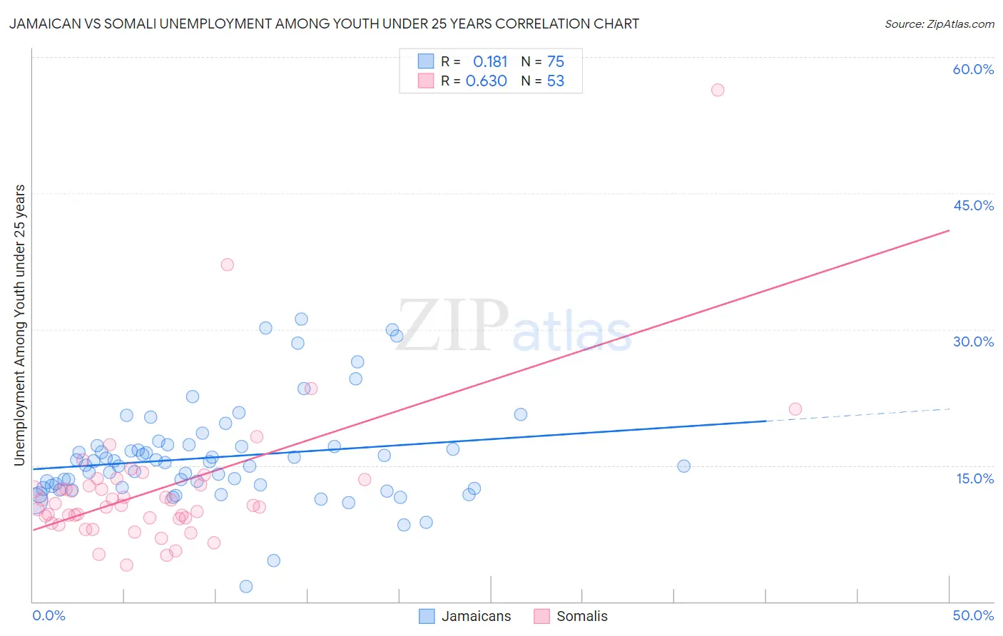Jamaican vs Somali Unemployment Among Youth under 25 years