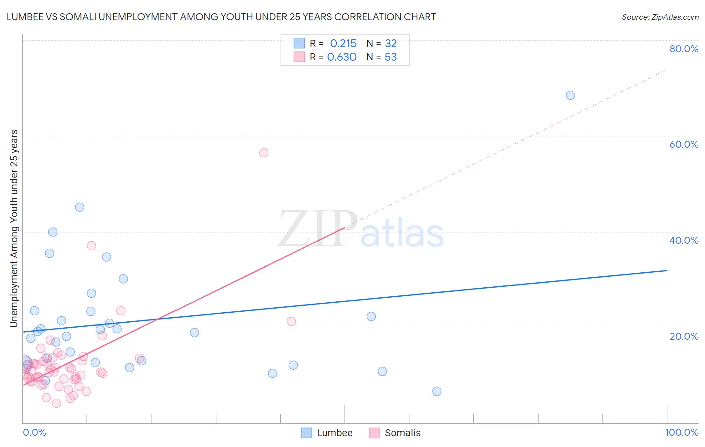Lumbee vs Somali Unemployment Among Youth under 25 years