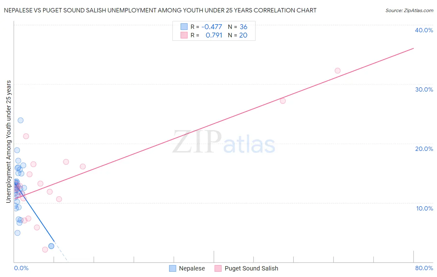 Nepalese vs Puget Sound Salish Unemployment Among Youth under 25 years