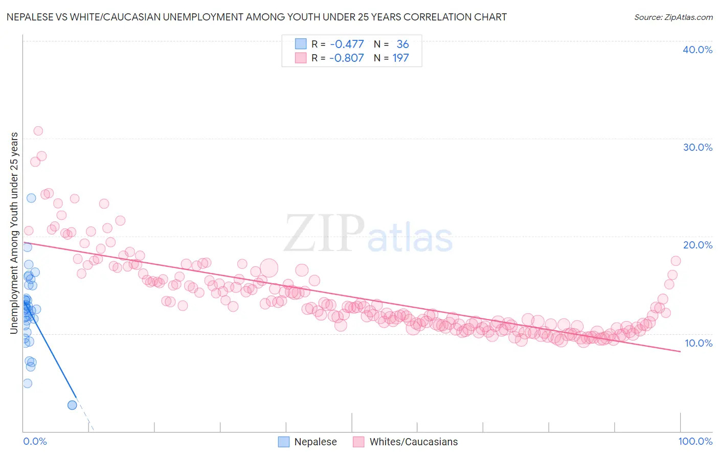 Nepalese vs White/Caucasian Unemployment Among Youth under 25 years