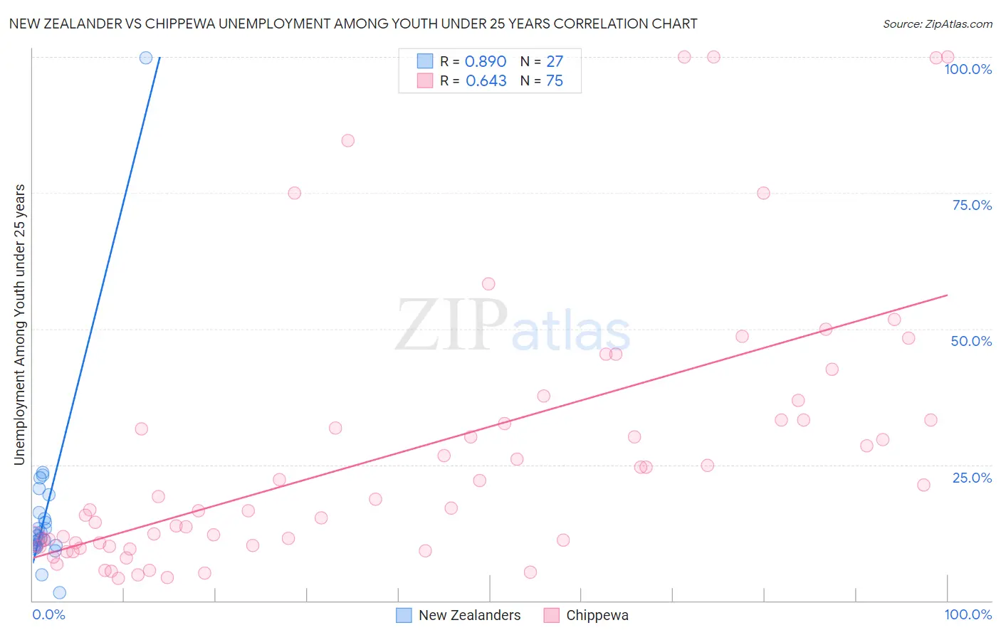 New Zealander vs Chippewa Unemployment Among Youth under 25 years