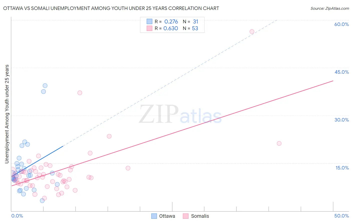 Ottawa vs Somali Unemployment Among Youth under 25 years