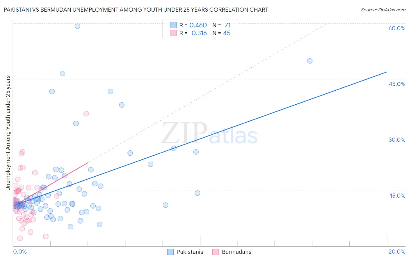 Pakistani vs Bermudan Unemployment Among Youth under 25 years