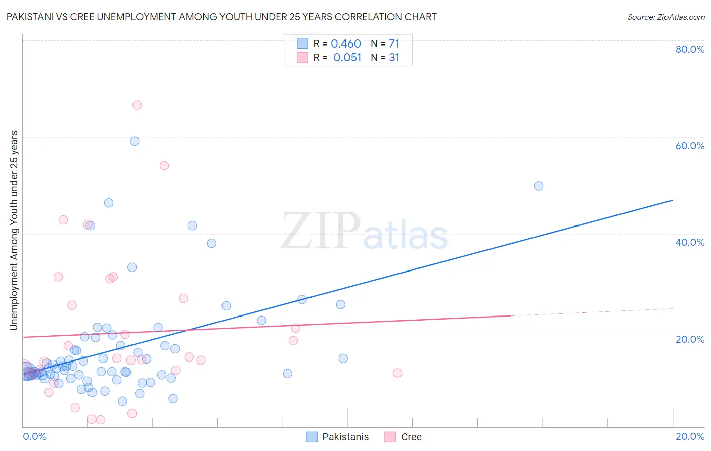 Pakistani vs Cree Unemployment Among Youth under 25 years