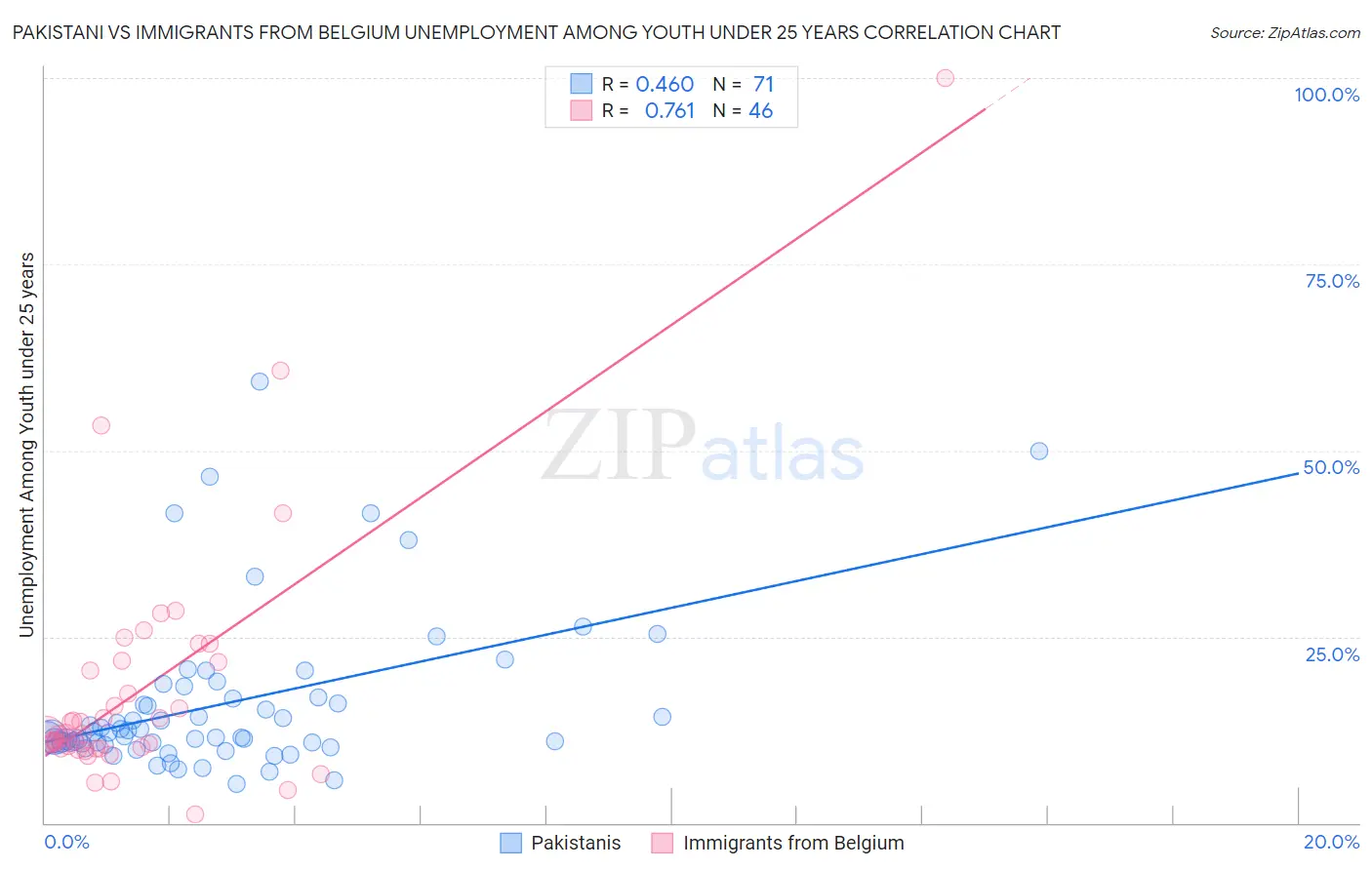 Pakistani vs Immigrants from Belgium Unemployment Among Youth under 25 years