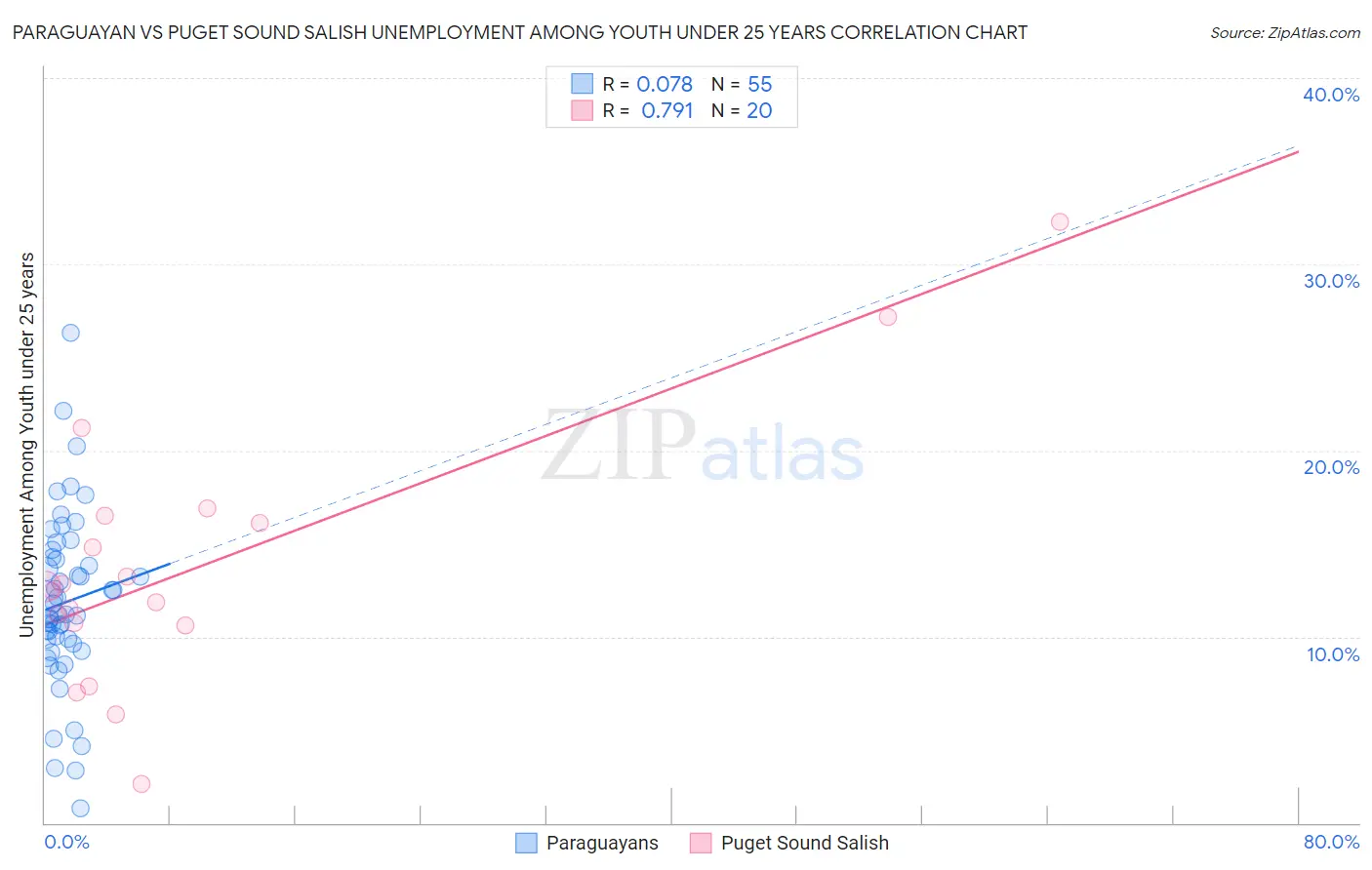 Paraguayan vs Puget Sound Salish Unemployment Among Youth under 25 years
