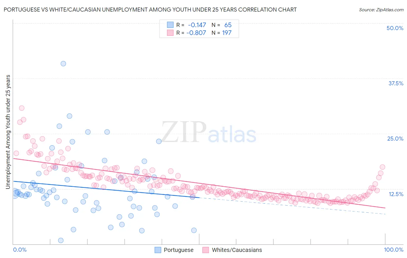 Portuguese vs White/Caucasian Unemployment Among Youth under 25 years