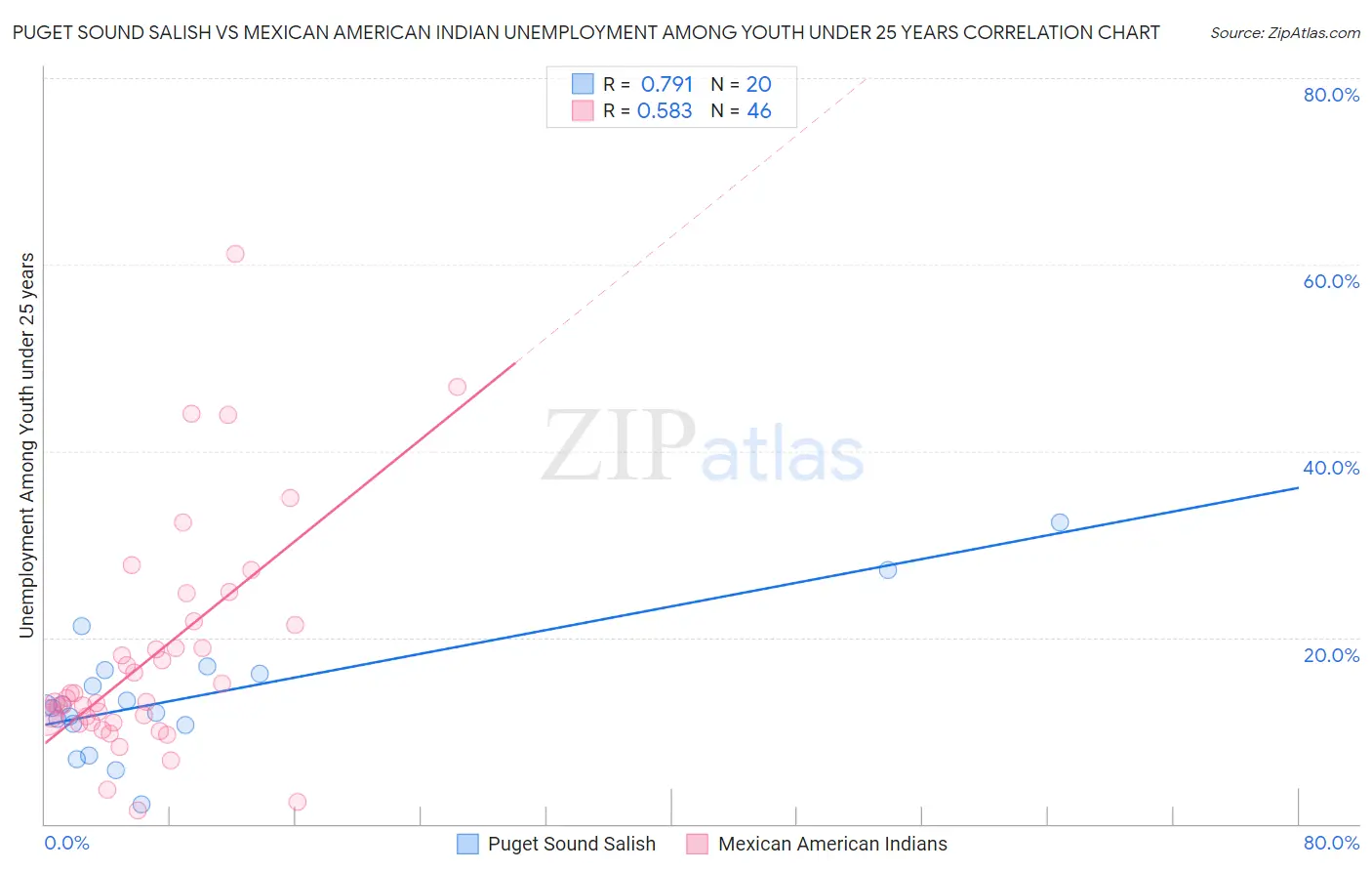 Puget Sound Salish vs Mexican American Indian Unemployment Among Youth under 25 years