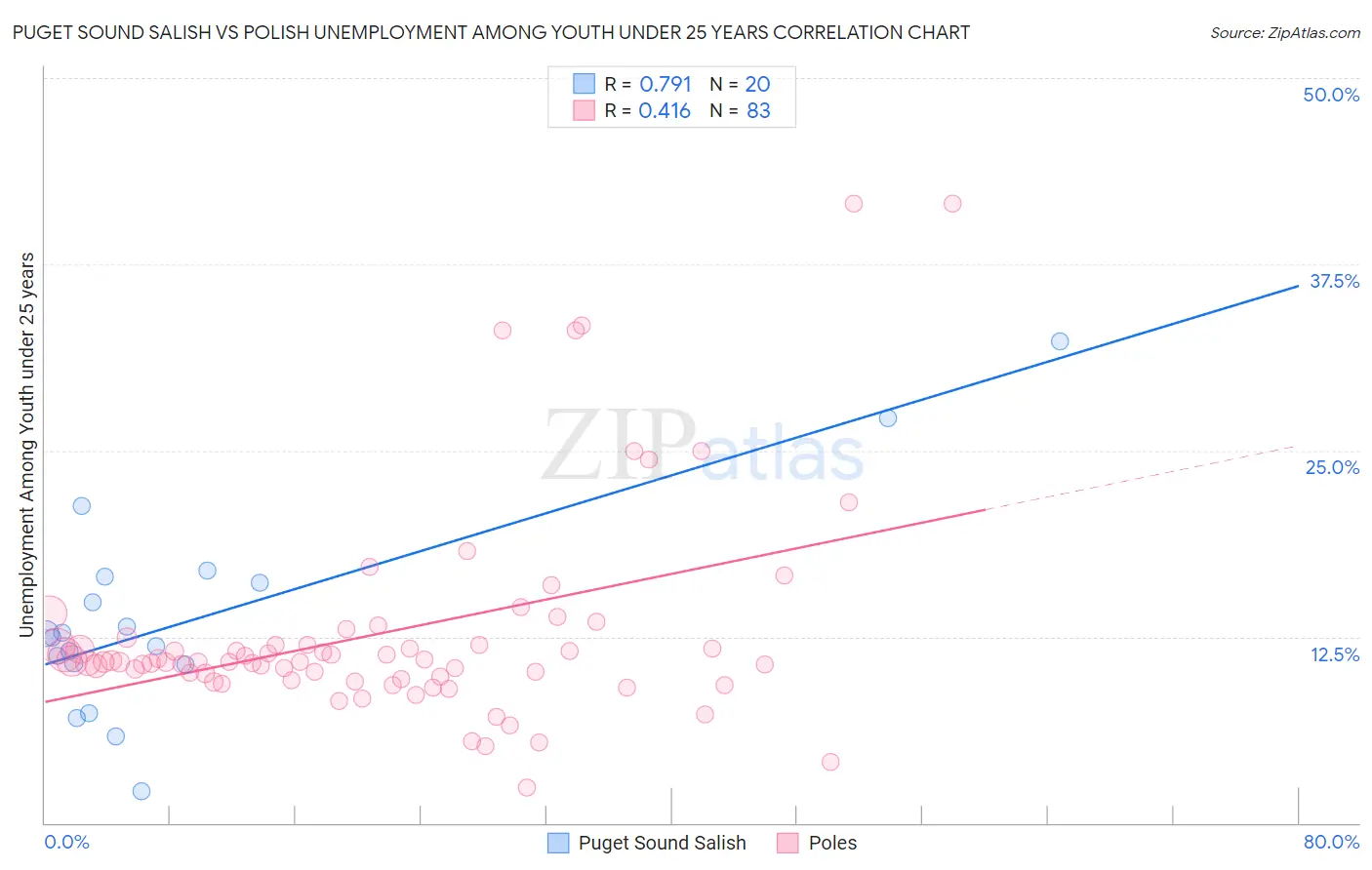 Puget Sound Salish vs Polish Unemployment Among Youth under 25 years