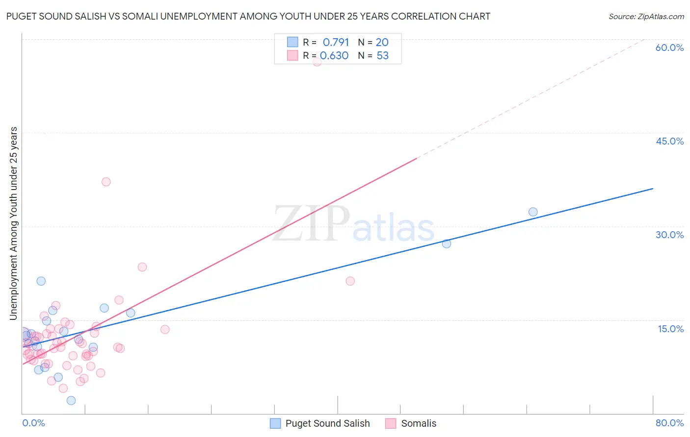 Puget Sound Salish vs Somali Unemployment Among Youth under 25 years