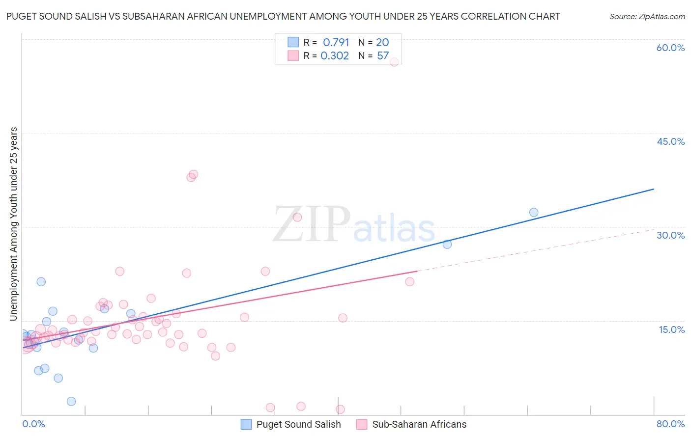 Puget Sound Salish vs Subsaharan African Unemployment Among Youth under 25 years