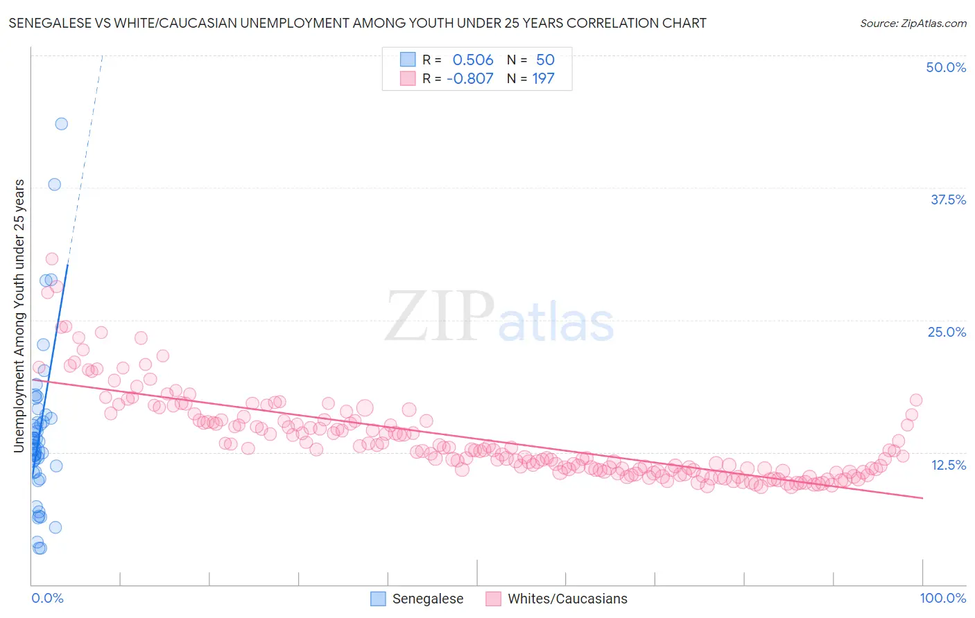 Senegalese vs White/Caucasian Unemployment Among Youth under 25 years