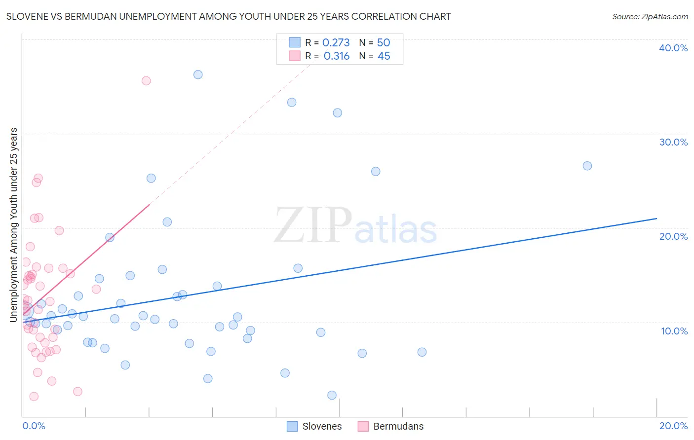 Slovene vs Bermudan Unemployment Among Youth under 25 years