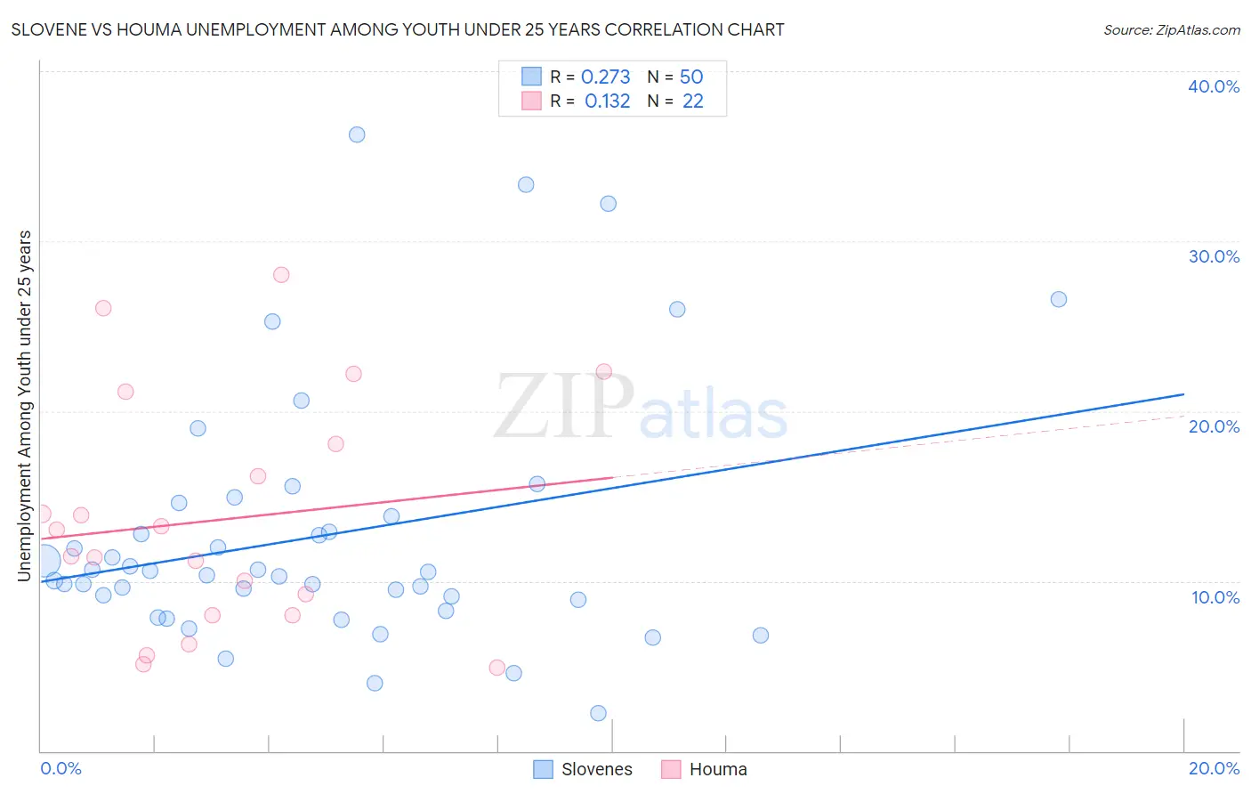 Slovene vs Houma Unemployment Among Youth under 25 years