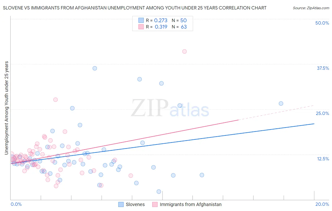 Slovene vs Immigrants from Afghanistan Unemployment Among Youth under 25 years