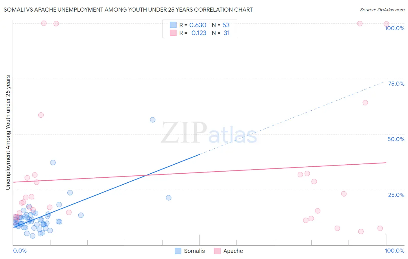 Somali vs Apache Unemployment Among Youth under 25 years