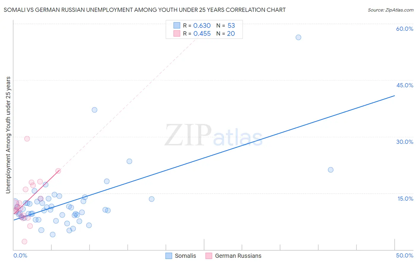 Somali vs German Russian Unemployment Among Youth under 25 years
