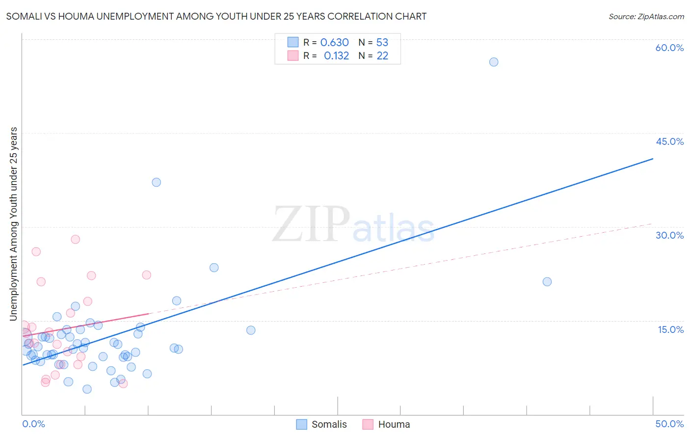 Somali vs Houma Unemployment Among Youth under 25 years