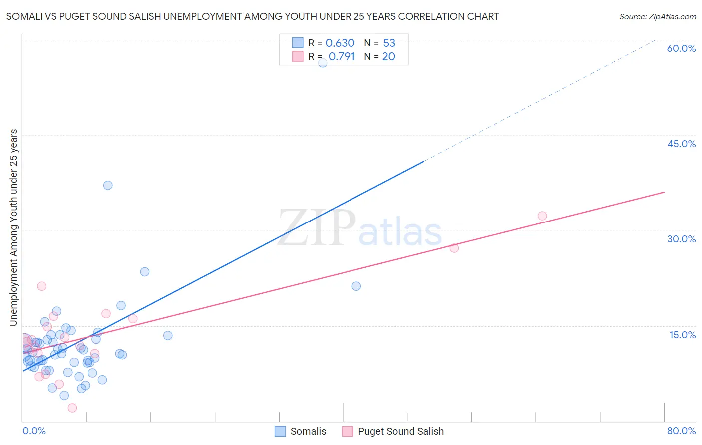 Somali vs Puget Sound Salish Unemployment Among Youth under 25 years