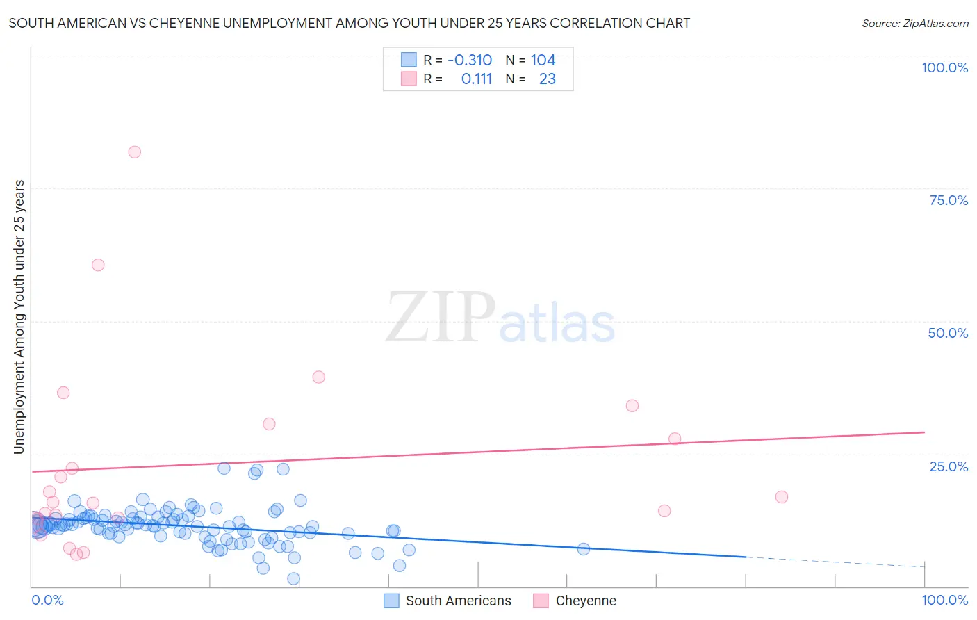 South American vs Cheyenne Unemployment Among Youth under 25 years