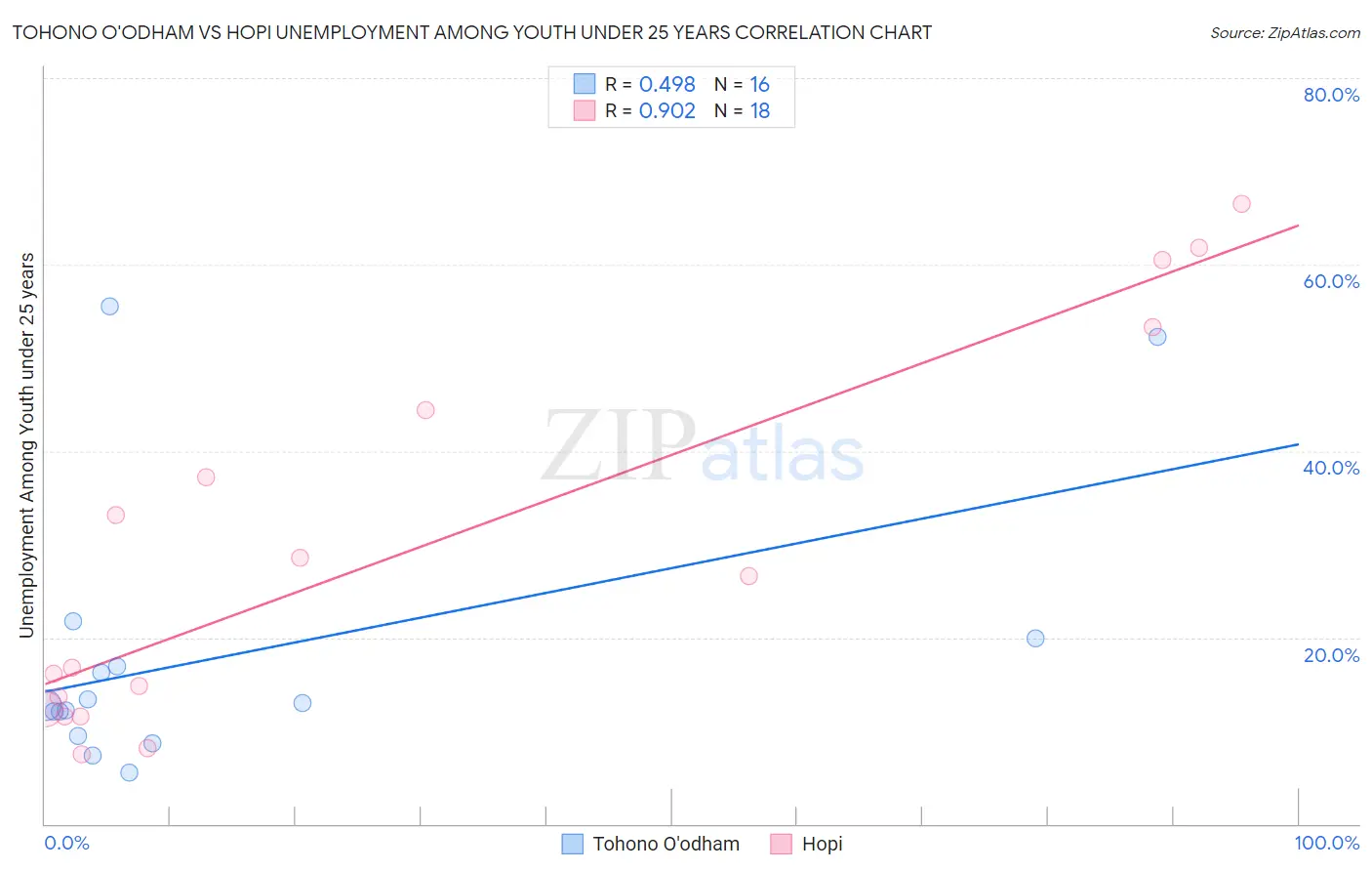 Tohono O'odham vs Hopi Unemployment Among Youth under 25 years