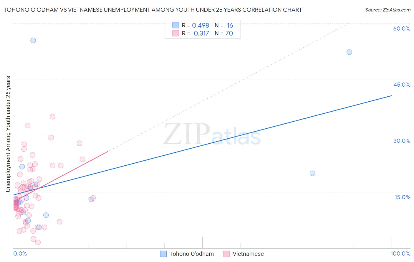 Tohono O'odham vs Vietnamese Unemployment Among Youth under 25 years