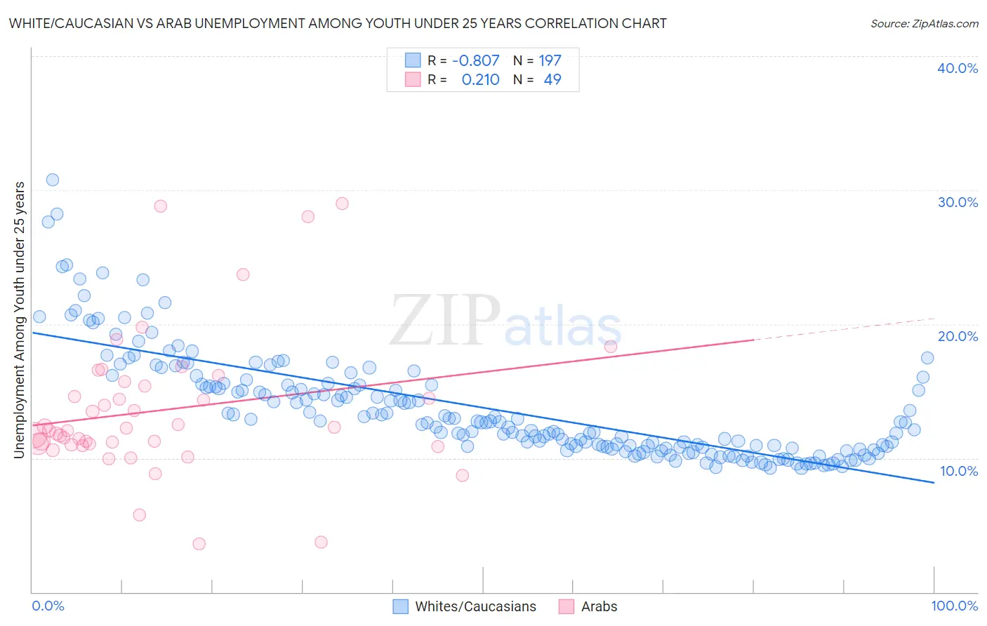 White/Caucasian vs Arab Unemployment Among Youth under 25 years