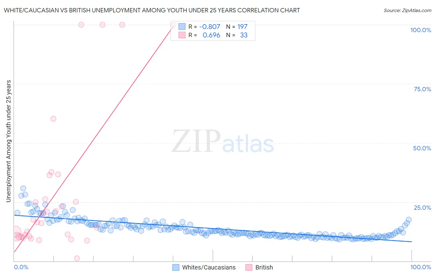 White/Caucasian vs British Unemployment Among Youth under 25 years