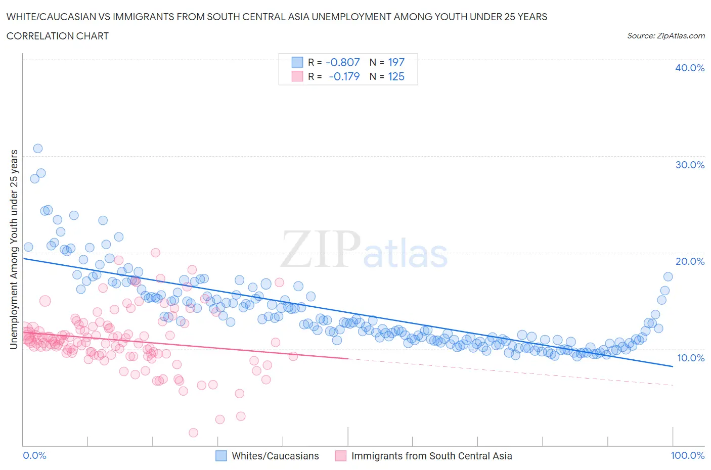 White/Caucasian vs Immigrants from South Central Asia Unemployment Among Youth under 25 years