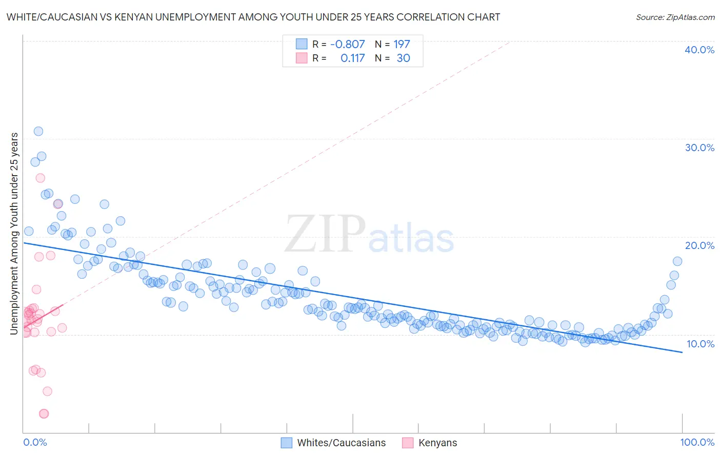 White/Caucasian vs Kenyan Unemployment Among Youth under 25 years