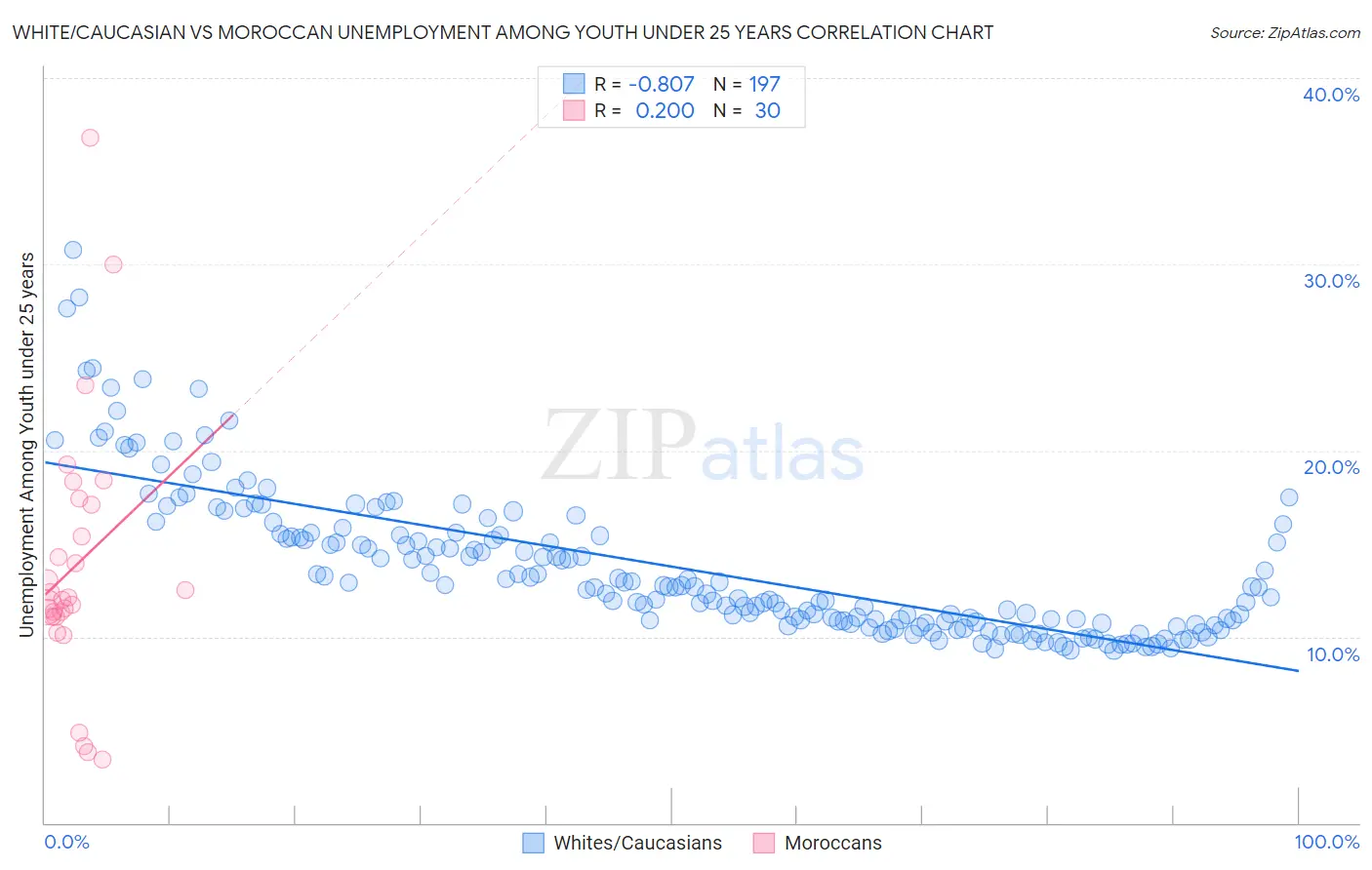 White/Caucasian vs Moroccan Unemployment Among Youth under 25 years