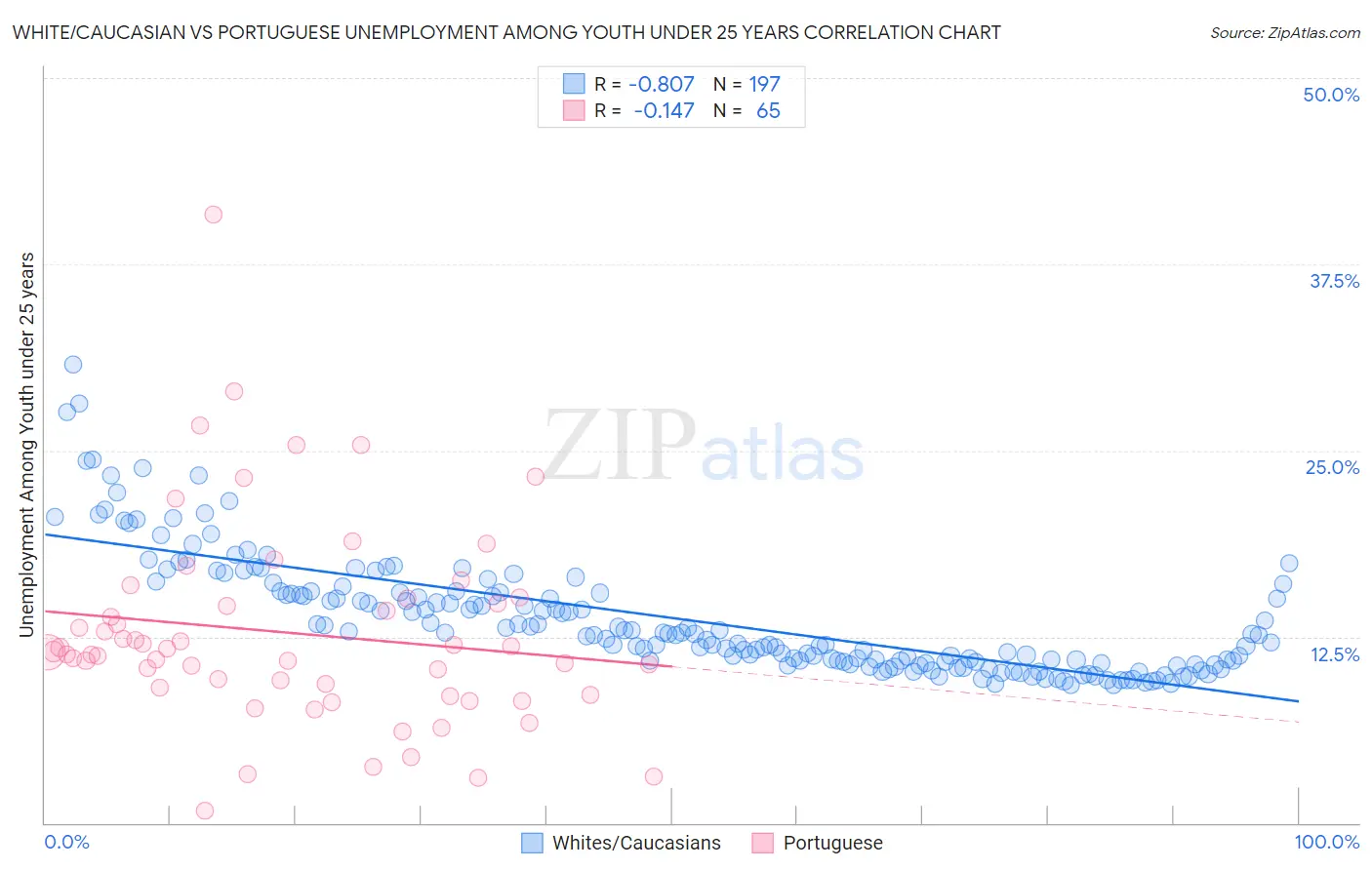 White/Caucasian vs Portuguese Unemployment Among Youth under 25 years