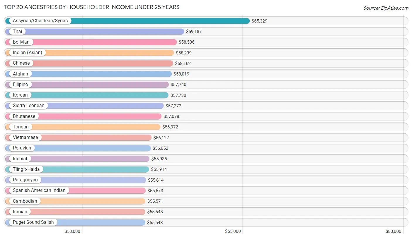 Householder Income Under 25 years by Ancestry
