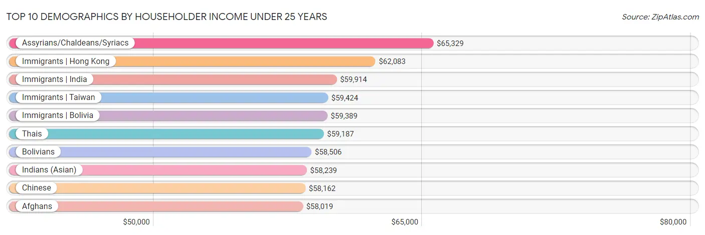 Top 10 Demographics by Householder Income Under 25 years