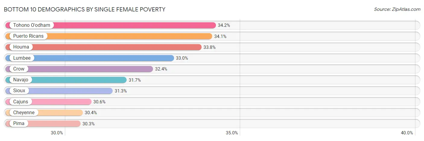 Bottom 10 Demographics by Single Female Poverty
