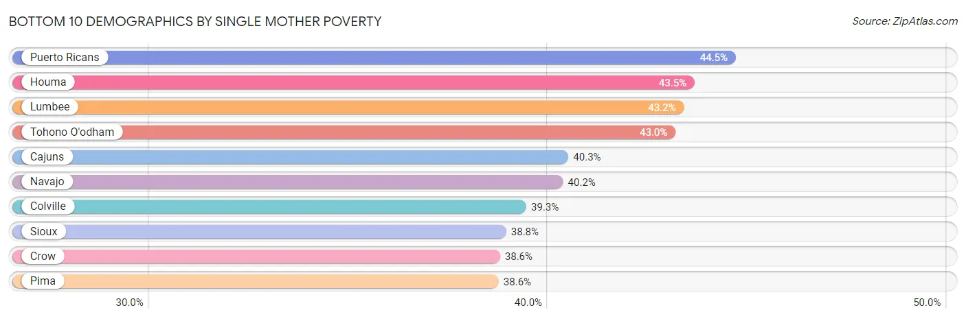 Bottom 10 Demographics by Single Mother Poverty