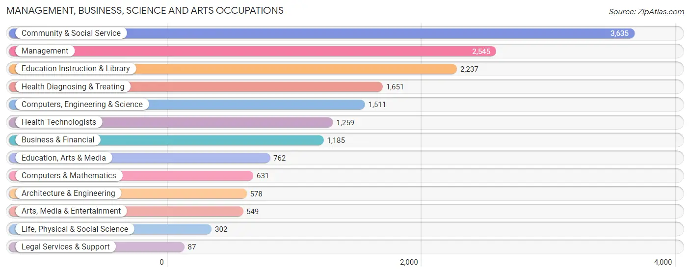 Management, Business, Science and Arts Occupations in Zip Code 56001