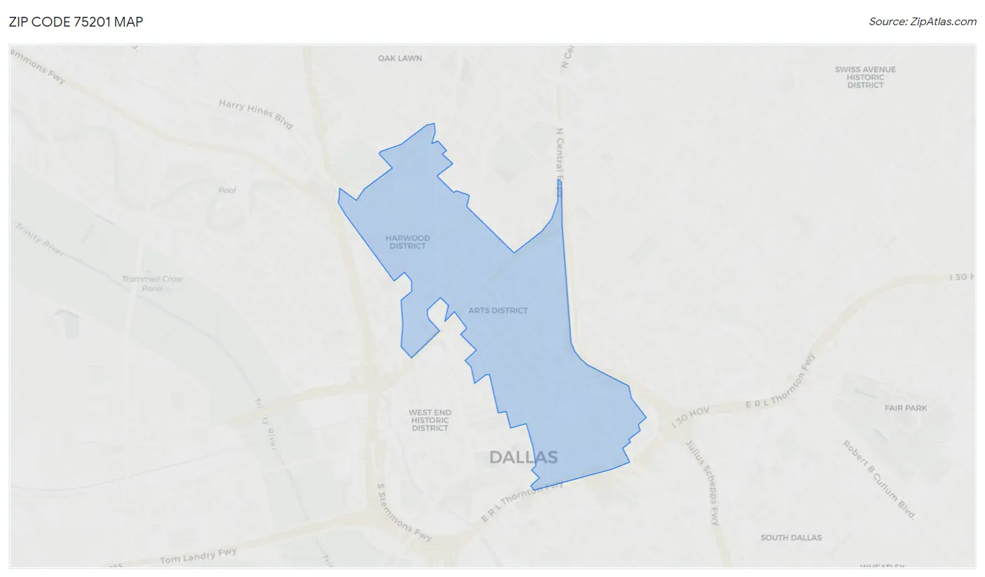 Zip Code 75201 Map